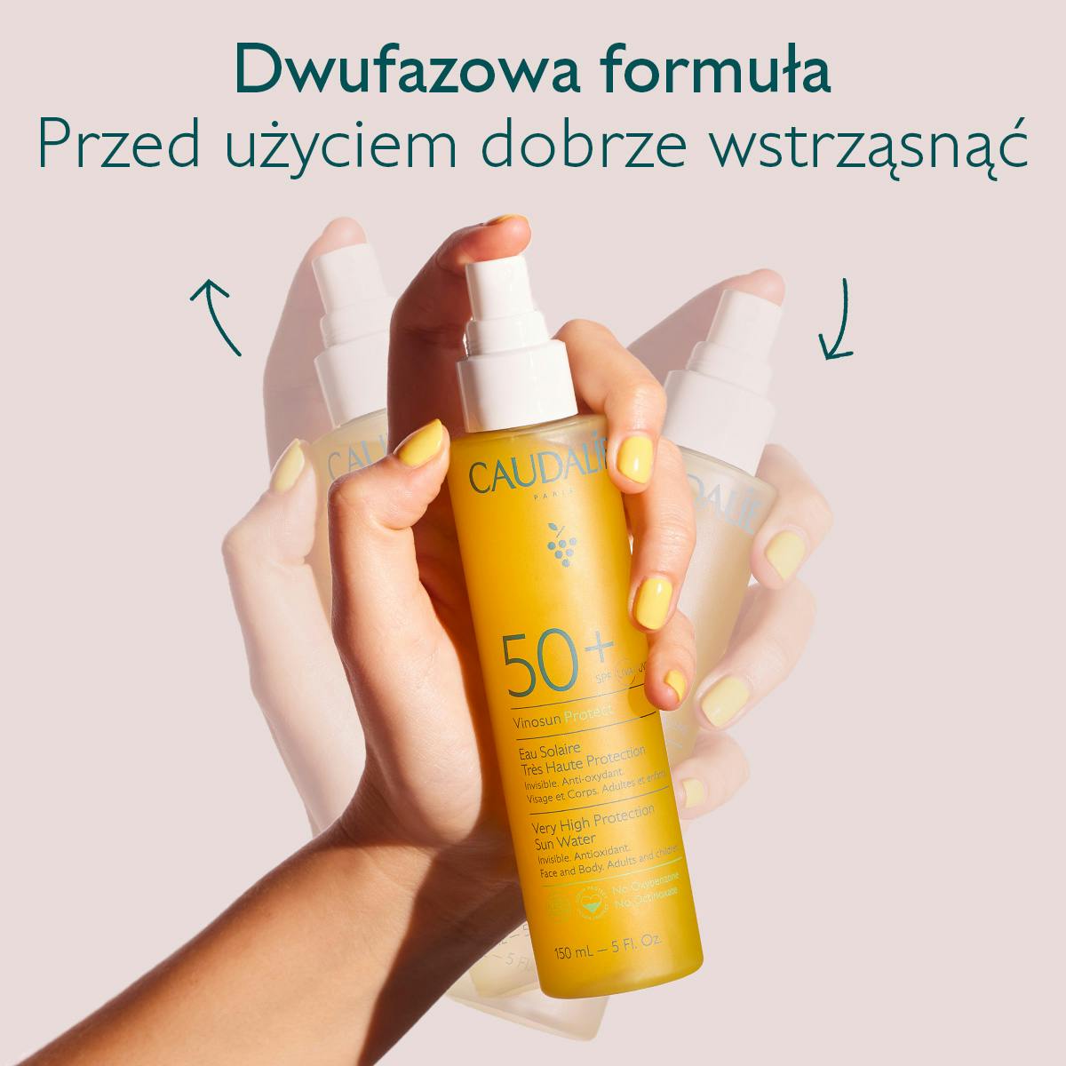 Woda słoneczna o bardzo wysokiej ochronie SPF50+