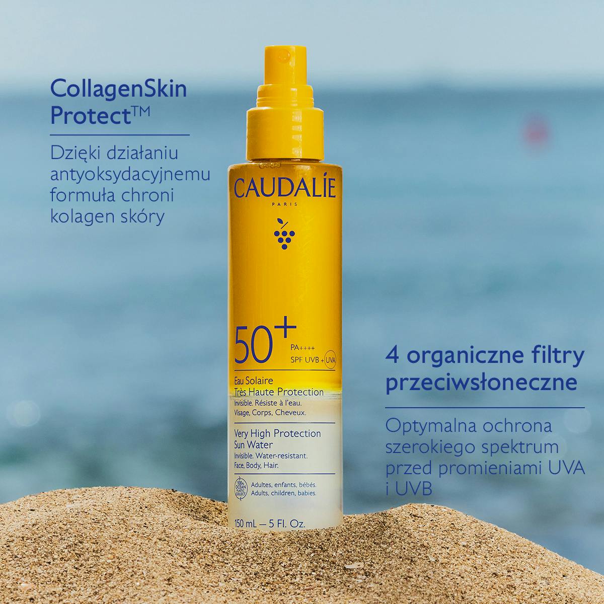 Woda słoneczna o bardzo wysokiej ochronie SPF50+